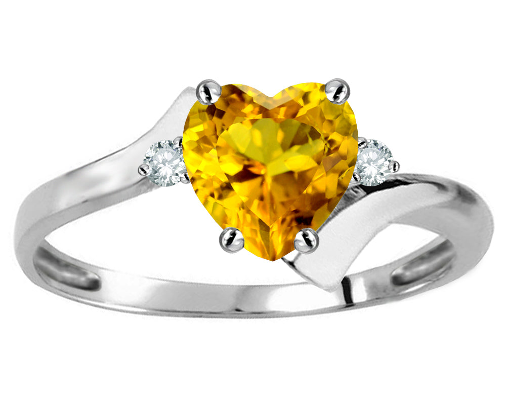 Original Star K Heart Shape 6mm Genuine Citrine bypass Ring
