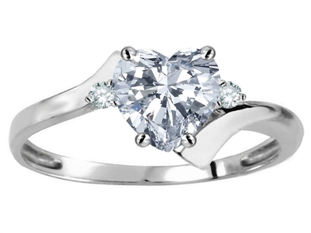 Original Star K Heart Shape 6mm Genuine White Topaz bypass Ring