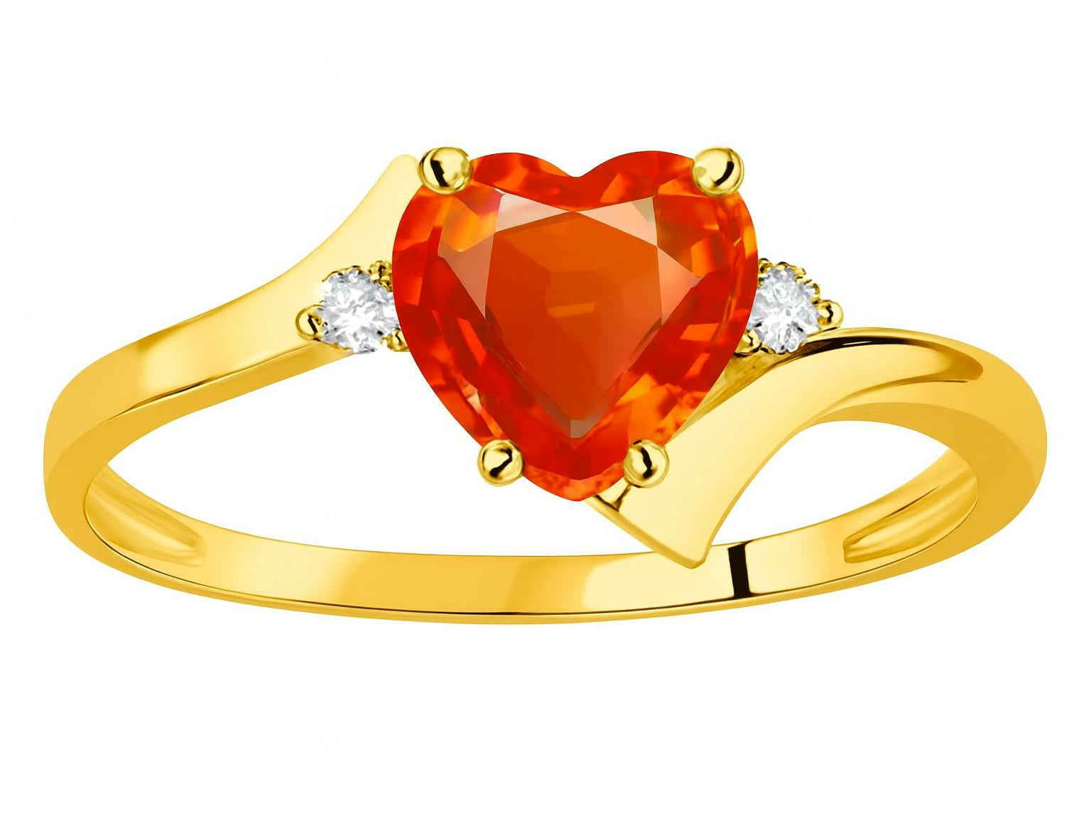 Original Star K Heart Shape 6mm Simulated Orange Mexican Fire Opal bypass Ring