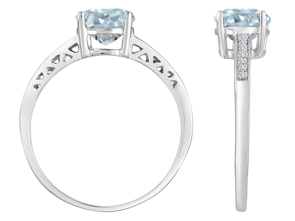 Original Star K Round 7mm Genuine Aquamarine Solitaire Engagement Ring