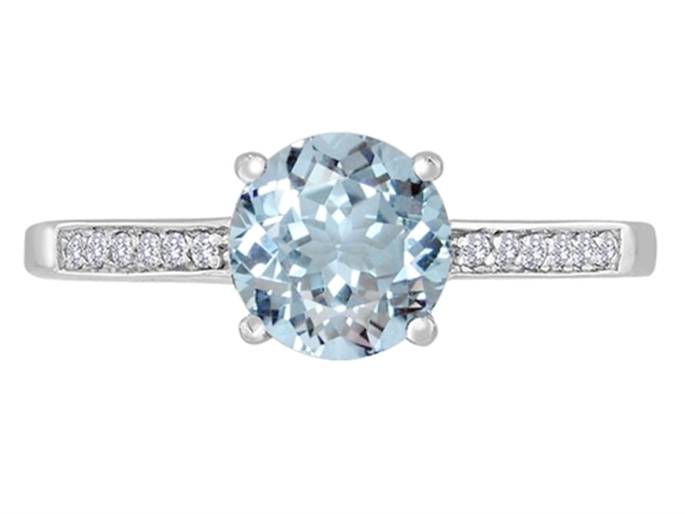 Original Star K Round 7mm Genuine Aquamarine Solitaire Engagement Ring