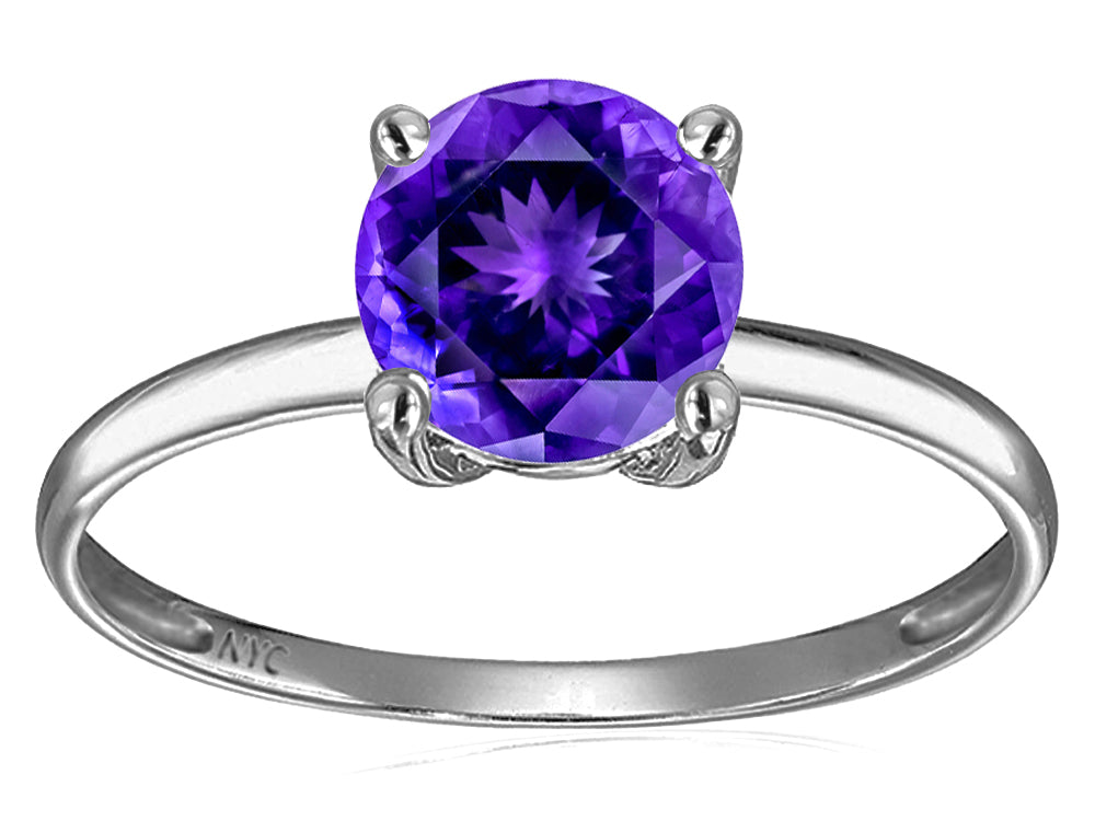 Original Star K 7mm Round Genuine Amethyst Solitaire Engagement Ring