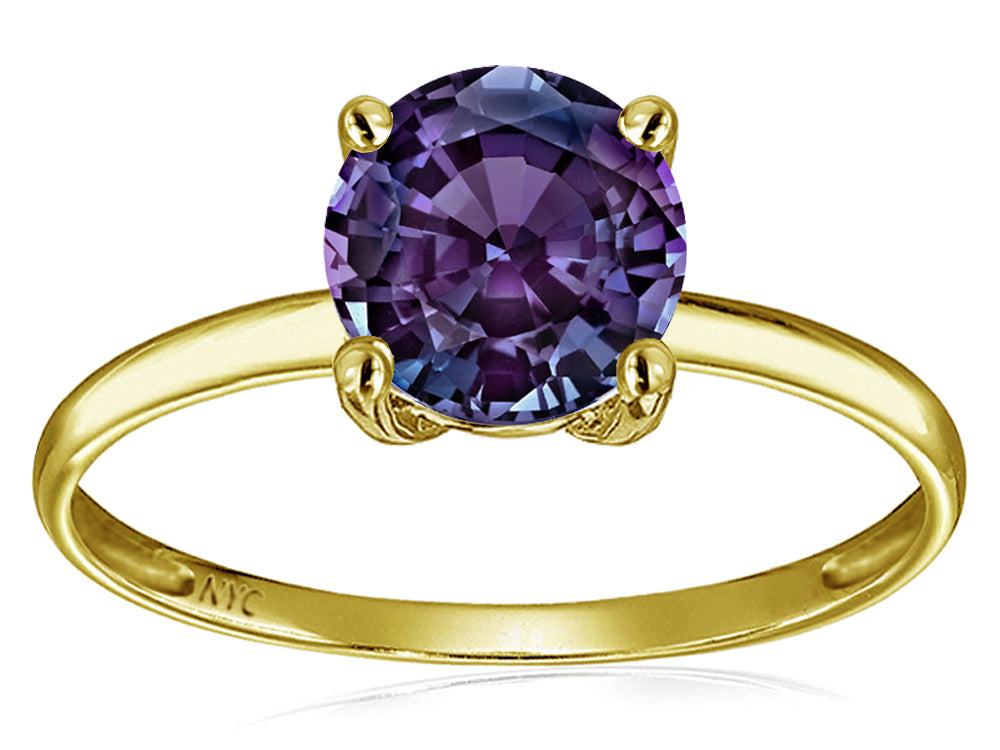 Original Star K 7mm Round Simulated Alexandrite Solitaire Engagement Ring