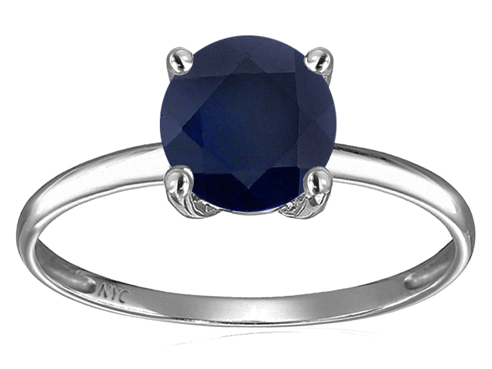 Original Star K 7mm Round Genuine Black Sapphire Solitaire Engagement Ring