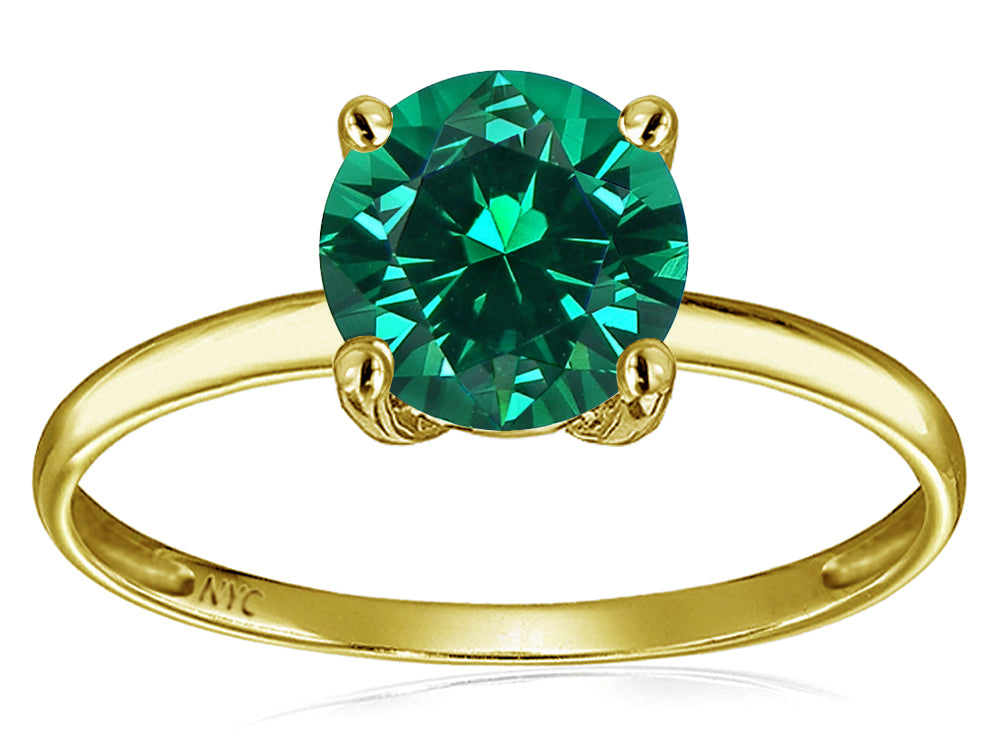 Original Star K 7mm Round Simulated Emerald Solitaire Engagement Ring