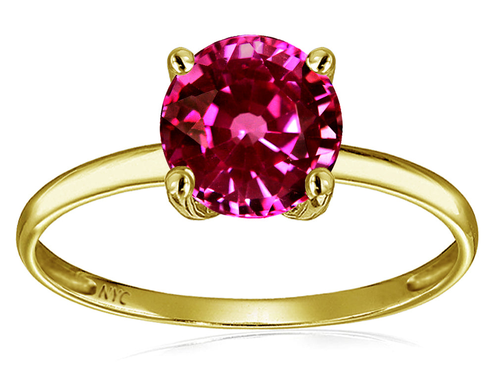 Original Star K 7mm Round Simulated Pink Tourmaline Solitaire Engagement Ring