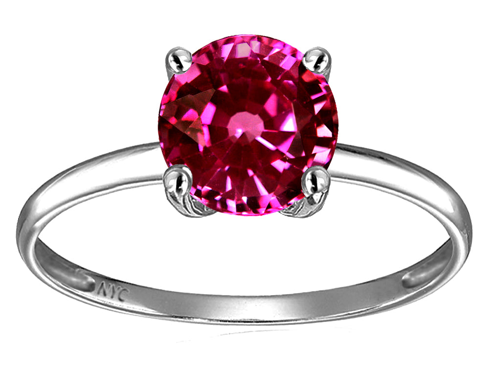 Original Star K 7mm Round Simulated Pink Tourmaline Solitaire Engagement Ring