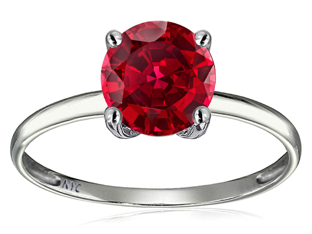 Original Star K Created Ruby Round 7mm Solitaire Engagement Ring