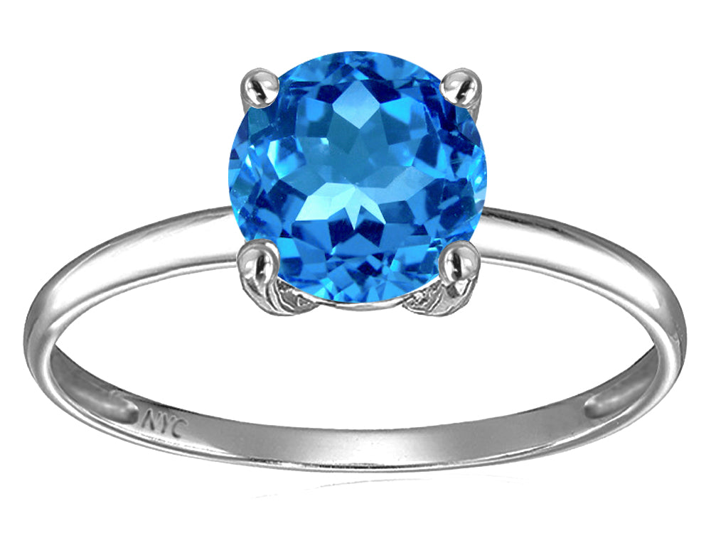Original Star K Blue Topaz Round 7mm Solitaire Engagement Ring