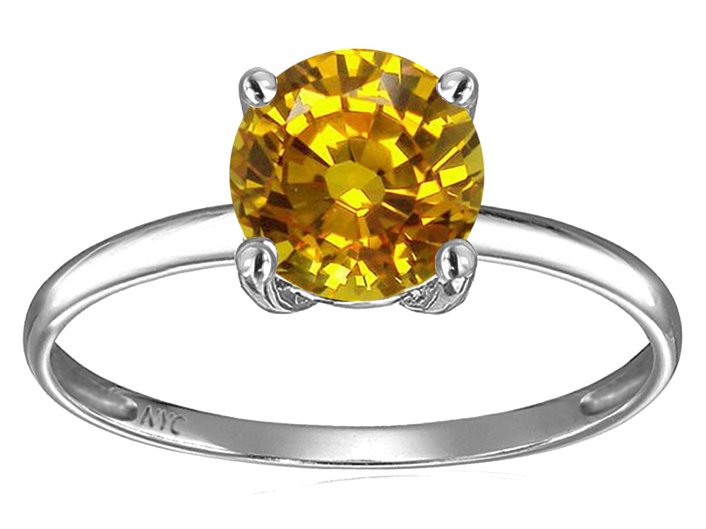 Original Star K Genuine Citrine Round 7mm Solitaire Engagement Ring