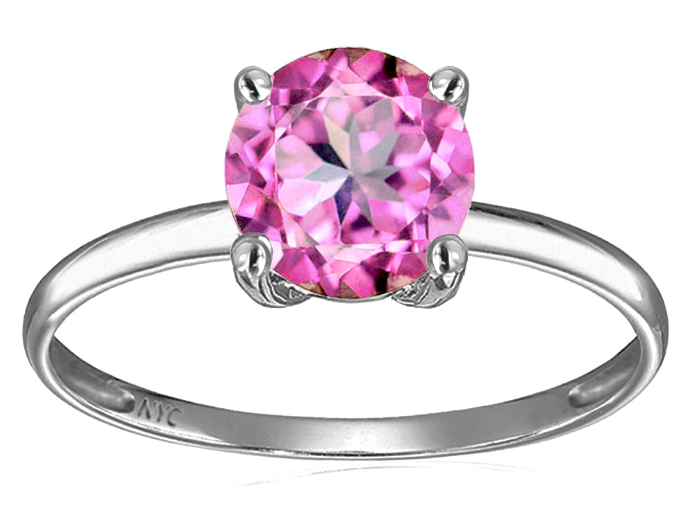 Original Star K Created Pink Sapphire Round 7mm Solitaire Engagement Ring