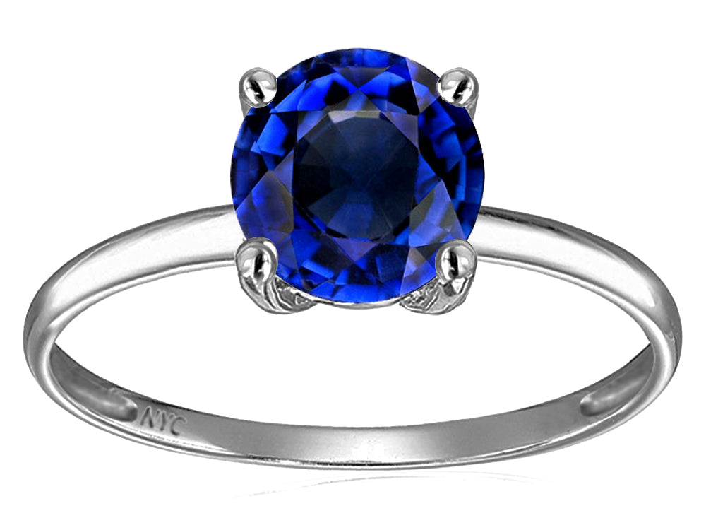 Original Star K Created Sapphire Round 7mm Solitaire Engagement Ring