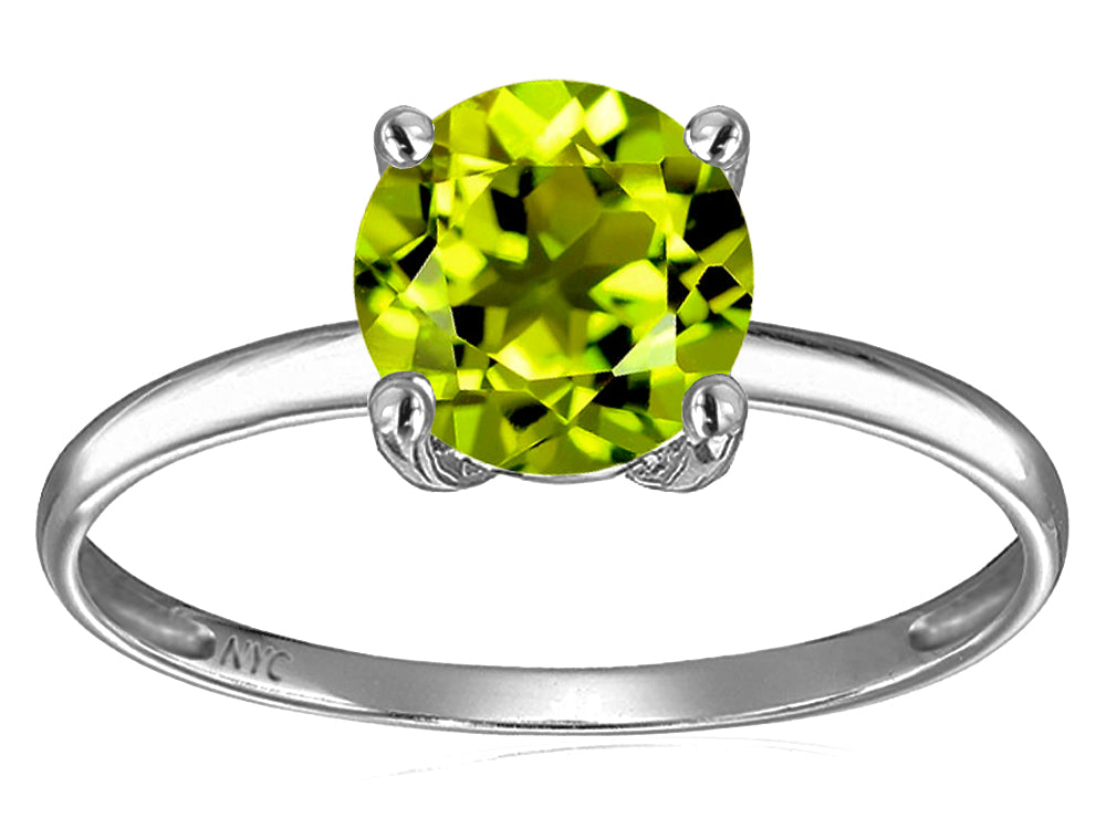 Original Star K Genuine Peridot Round 7mm Solitaire Engagement Ring