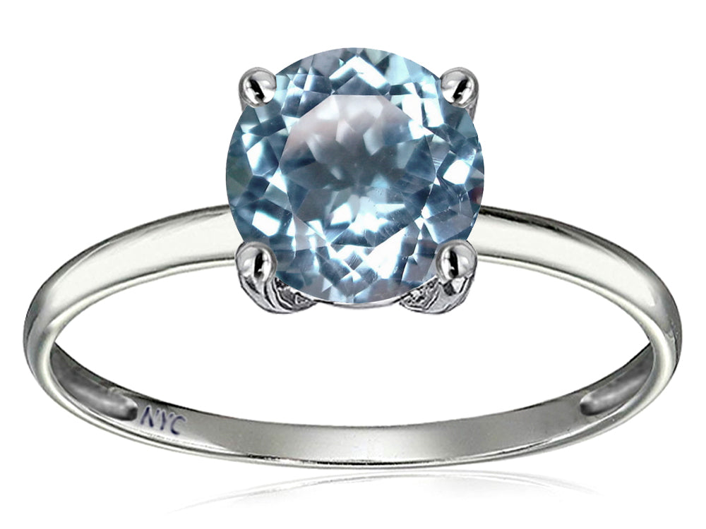 Original Star K Simulated Aquamarine Round 7mm Solitaire Engagement Ring