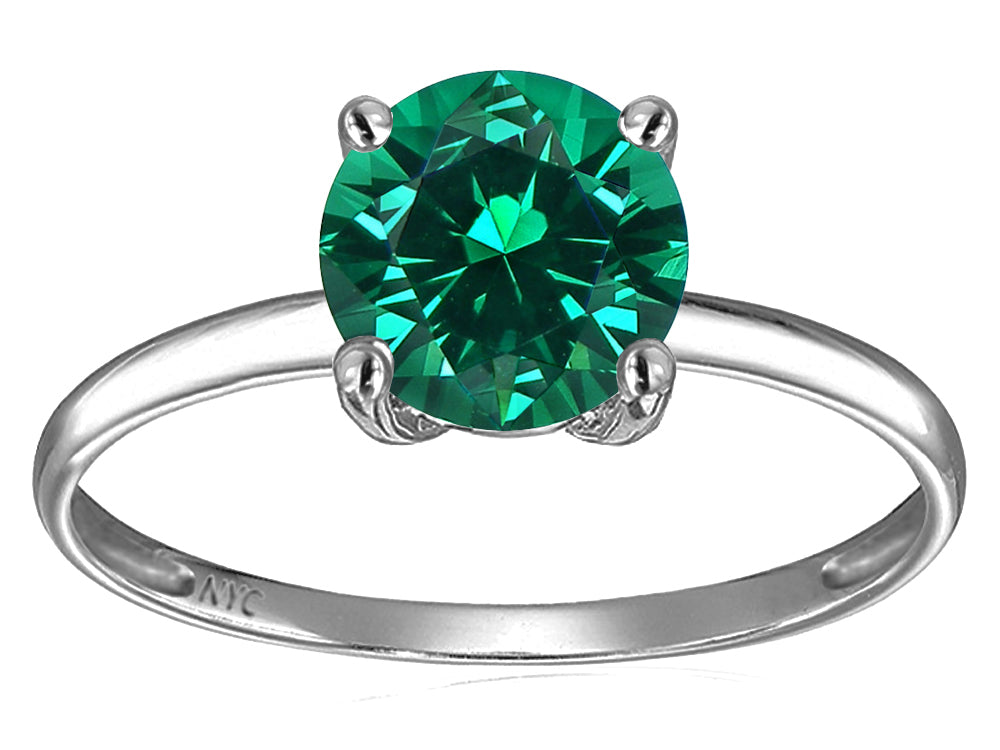 Original Star K Simulated Emerald Round 7mm Solitaire Engagement Ring