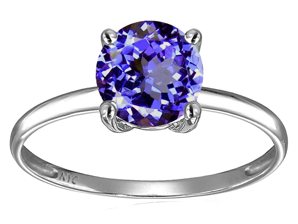 Original Star K Simulated Tanzanite Round 7mm Solitaire Engagement Ring