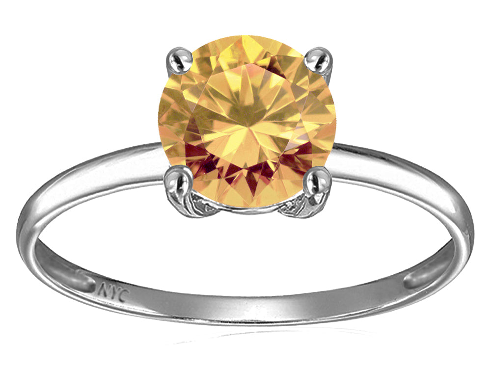 Original Star K Simulated Imperial Yellow Topaz Round 7mm Solitaire Engagement Ring