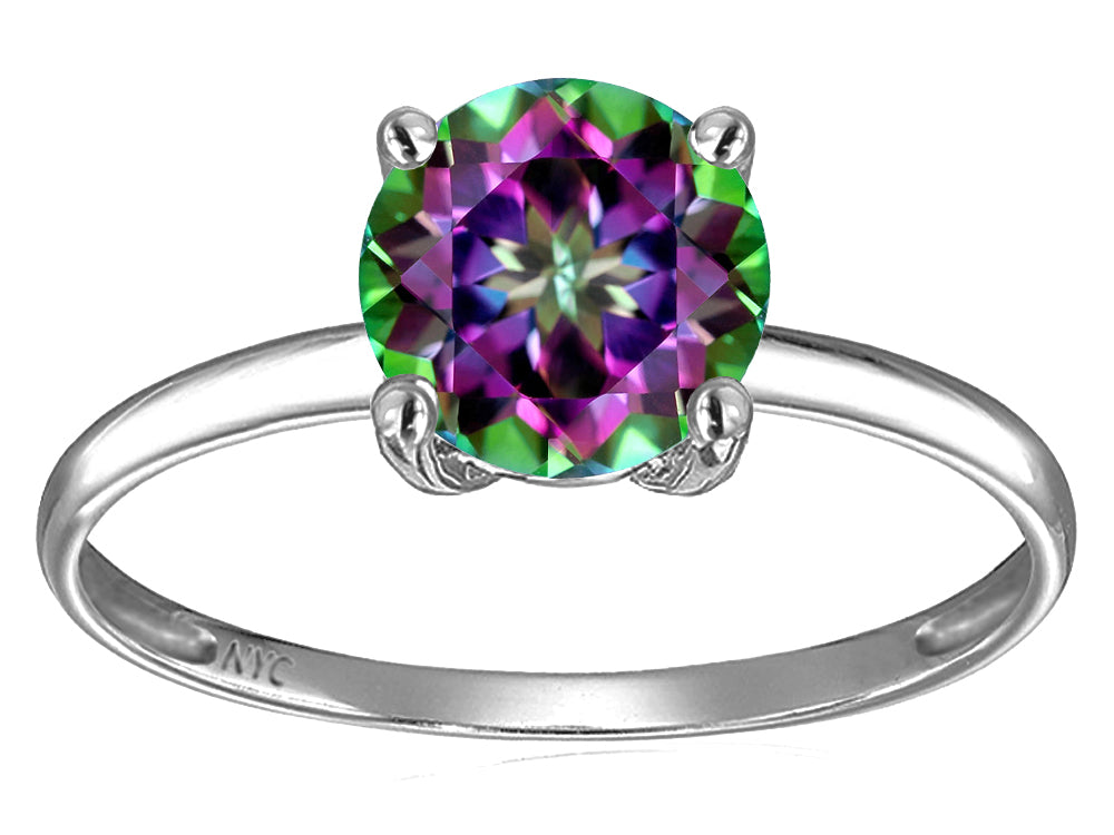 Original Star K Mystic Rainbow Topaz Round 7mm Solitaire Engagement Ring