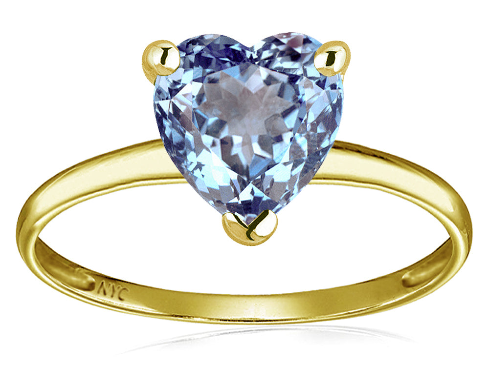 Original Star K Simulated Aquamarine Heart Shape 8mm Solitaire Engagement Ring