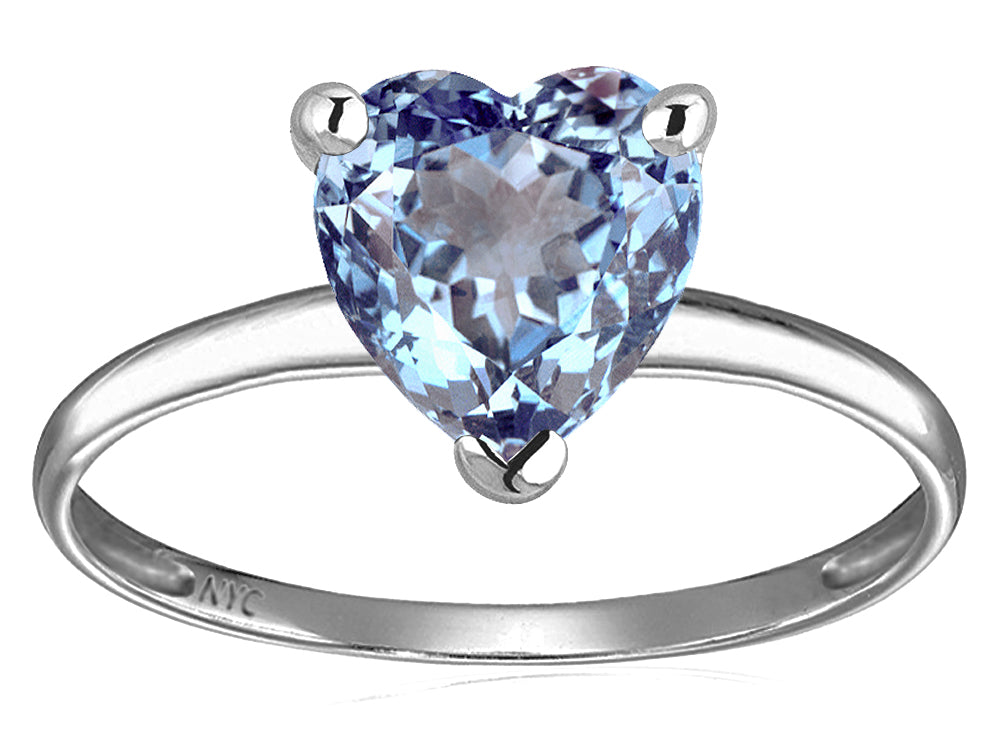 Original Star K Simulated Aquamarine Heart Shape 8mm Solitaire Engagement Ring