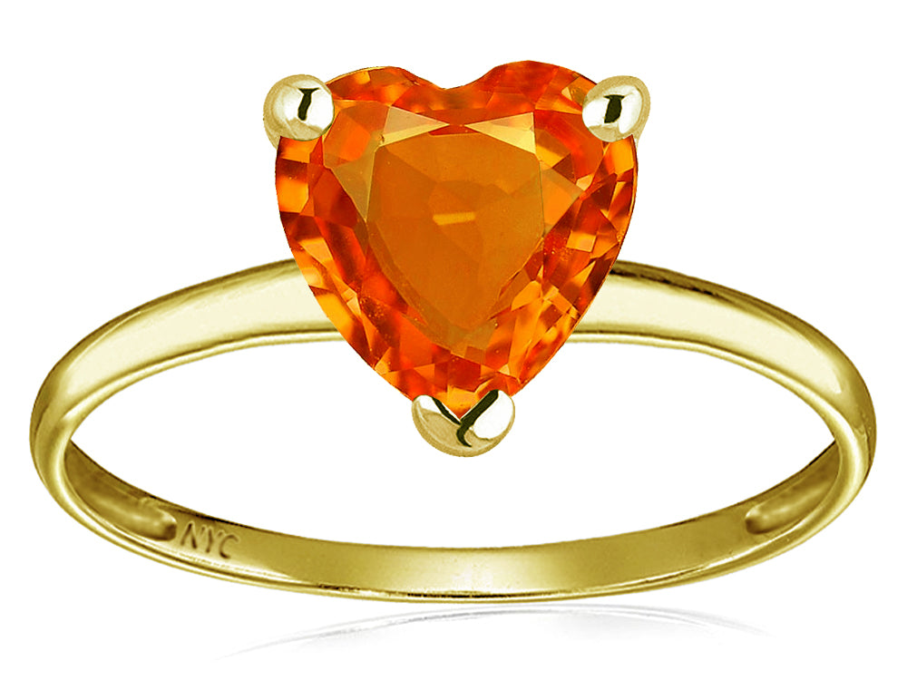 Original Star K Simulated Orange Mexican Fire Opal Heart Shape 8mm Solitaire Engagement Ring