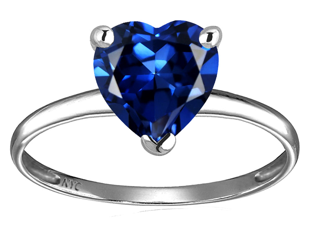 Original Star K Created Sapphire Heart Shape 8mm Solitaire Engagement Ring