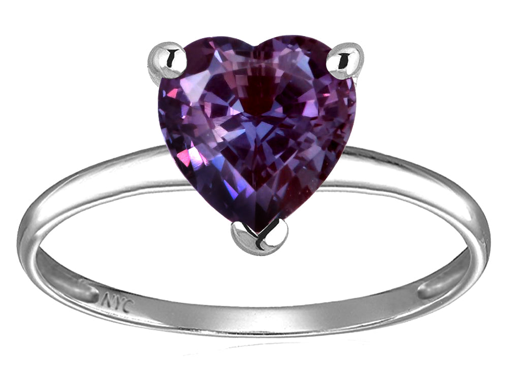 Original Star K Simulated Alexandrite Heart Shape 8mm Solitaire Engagement Ring