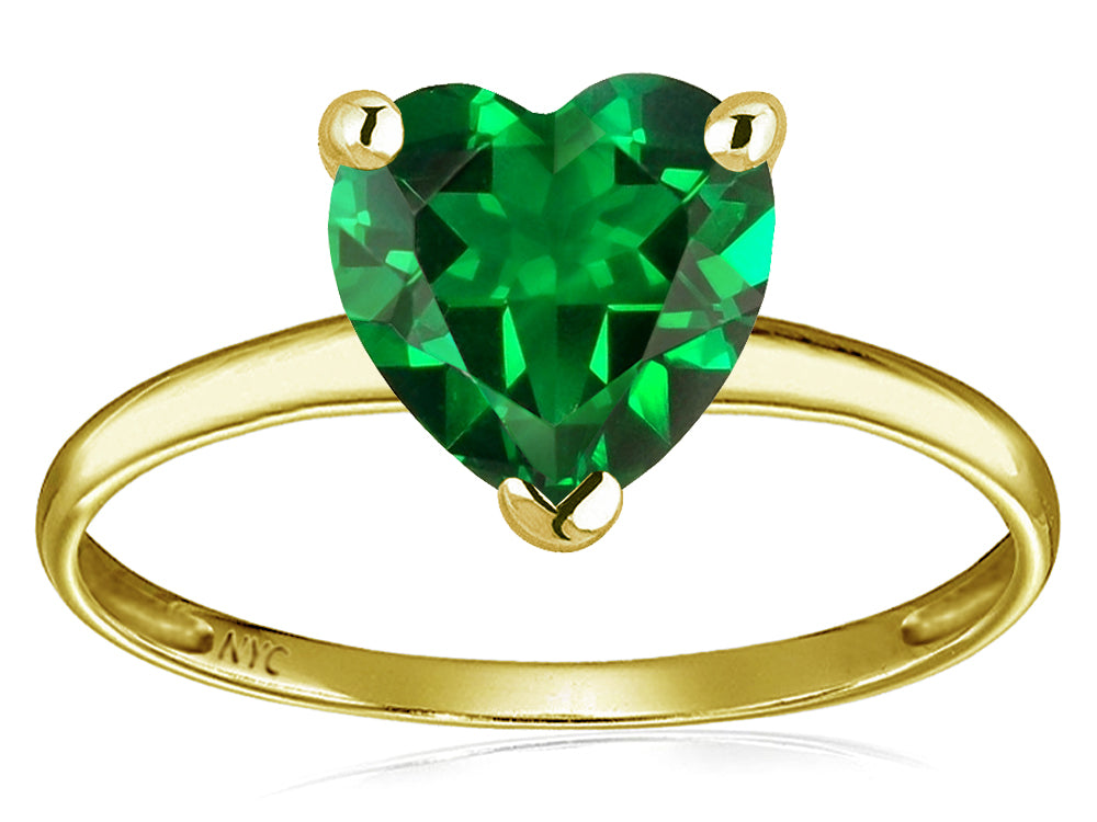 Original Star K Simulated Emerald Heart Shape 8mm Solitaire Engagement Ring