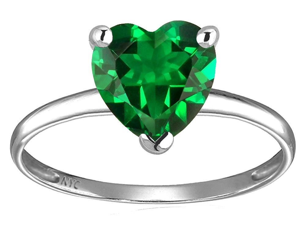 Original Star K Simulated Emerald Heart Shape 8mm Solitaire Engagement Ring