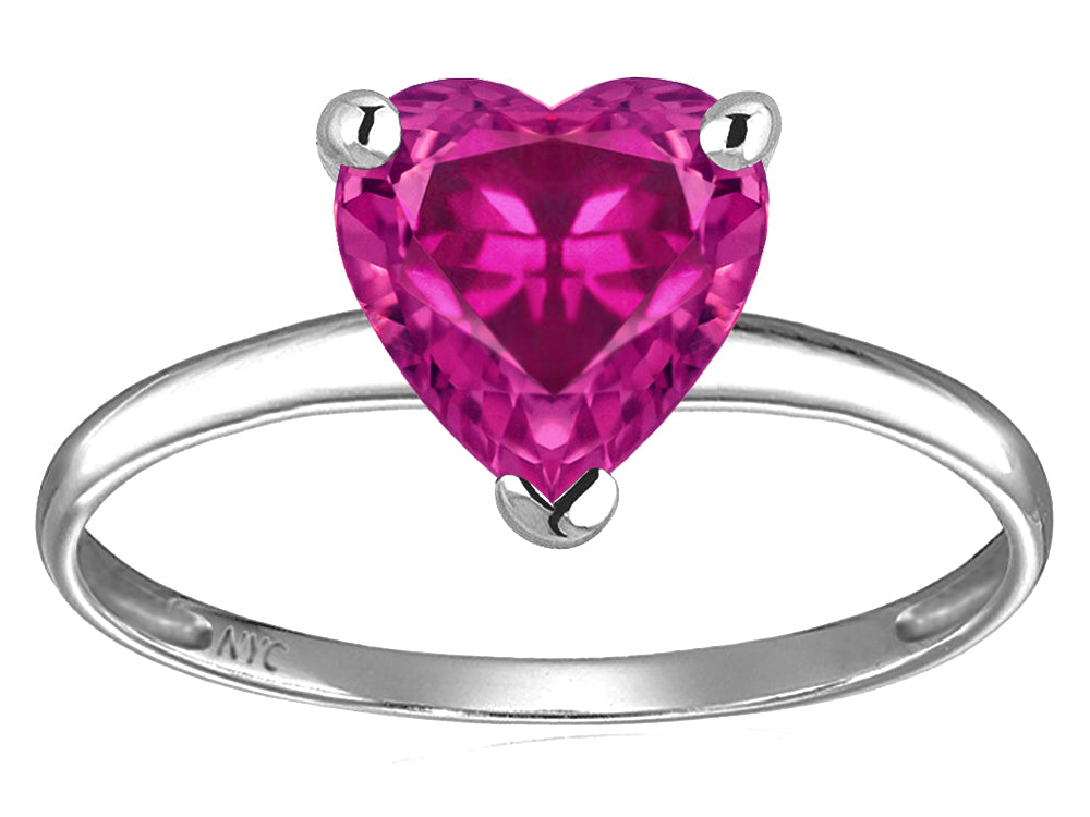 Original Star K Simulated Pink Tourmaline Heart Shape 8mm Solitaire Engagement Ring