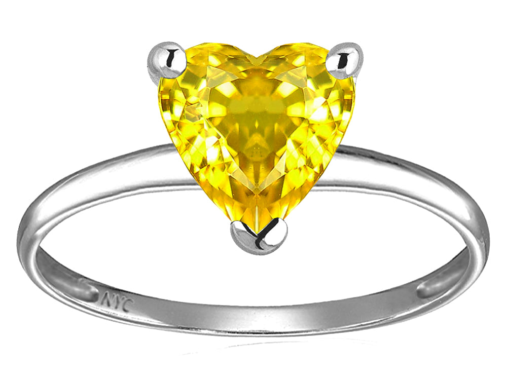 Original Star K Simulated Yellow Sapphire Heart Shape 8mm Solitaire Engagement Ring
