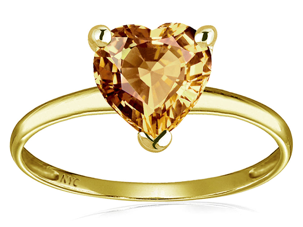 Original Star K Simulated Imperial Yellow Topaz Heart Shape 8mm Solitaire Engagement Ring