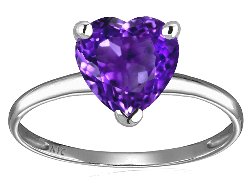 Original Star K Genuine Amethyst Heart Shape 8mm Solitaire Engagement Ring