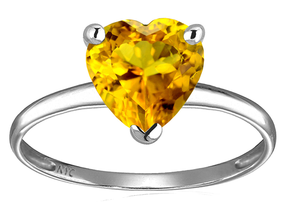 Original Star K Genuine Citrine Heart Shape 8mm Solitaire Engagement Ring