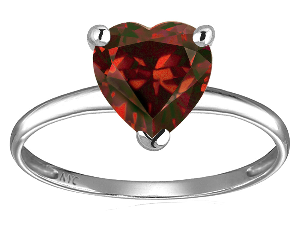 Original Star K Genuine Garnet Heart Shape 8mm Solitaire Engagement Ring