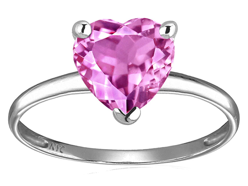 Original Star K Created Pink Sapphire Heart Shape 8mm Solitaire Engagement Ring