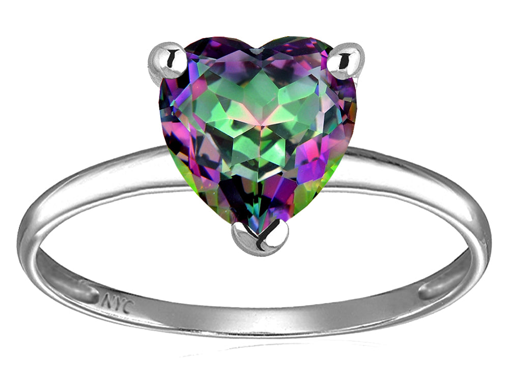 Original Star K Mystic Rainbow Topaz Heart Shape 8mm Solitaire Engagement Ring
