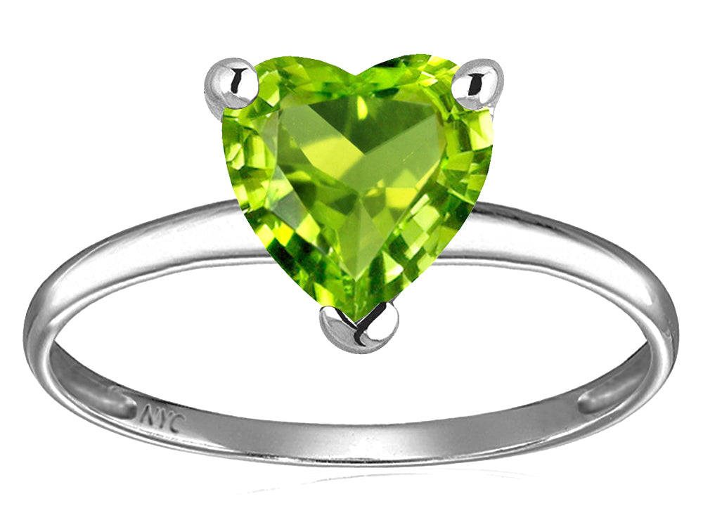 Original Star K Genuine Peridot Heart Shape 8mm Solitaire Engagement Ring