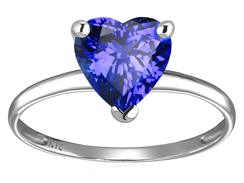 Original Star K Simulated Tanzanite Heart Shape 8mm Solitaire Engagement Ring