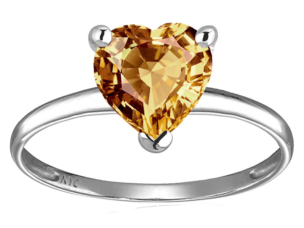 Original Star K Simulated Imperial Yellow Topaz Heart Shape 8mm Solitaire Engagement Ring