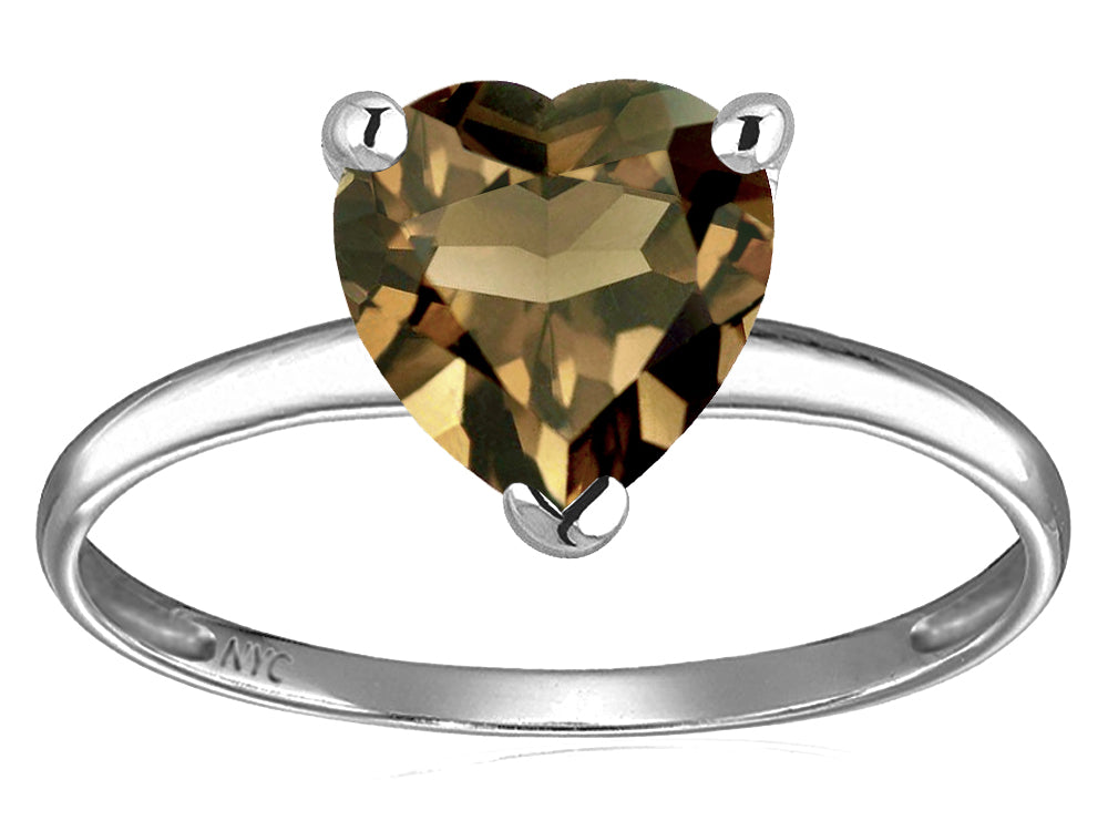 Original Star K Smoky Quartz Heart Shape 8mm Solitaire Engagement Ring
