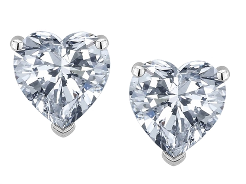 Star K Heart Shape 6mm Genuine White Topaz Earrings Studs