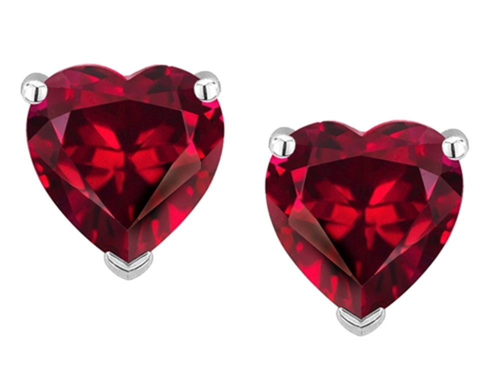 Star K Heart Shape 6mm Created Ruby Earrings Studs