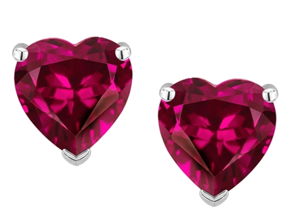 Star K Heart Shape 6mm Simulated Pink Tourmaline Earrings Studs