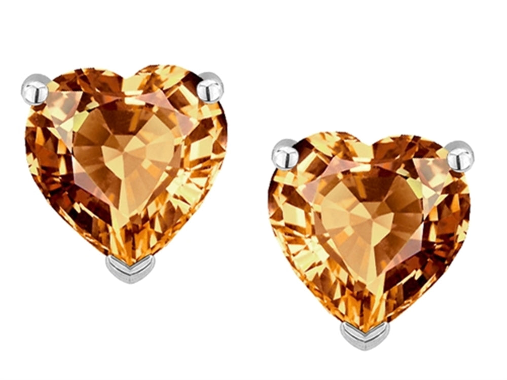 Star K Heart Shape 6mm Simulated Imperial Yellow Topaz Earrings Studs