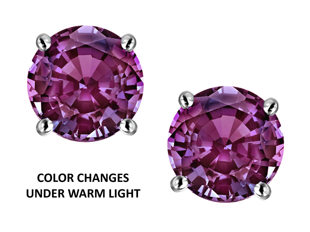 Star K Round 6mm Simulated Alexandrite Classic Screw Back Stud Earrings