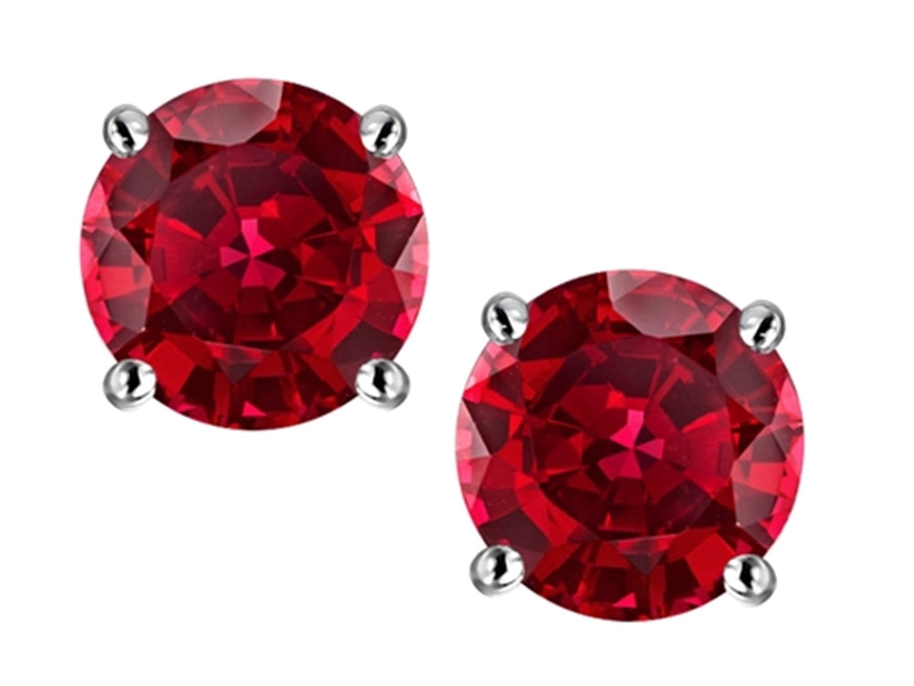 Star K Round 6mm Created Ruby Classic Screw Back Stud Earrings