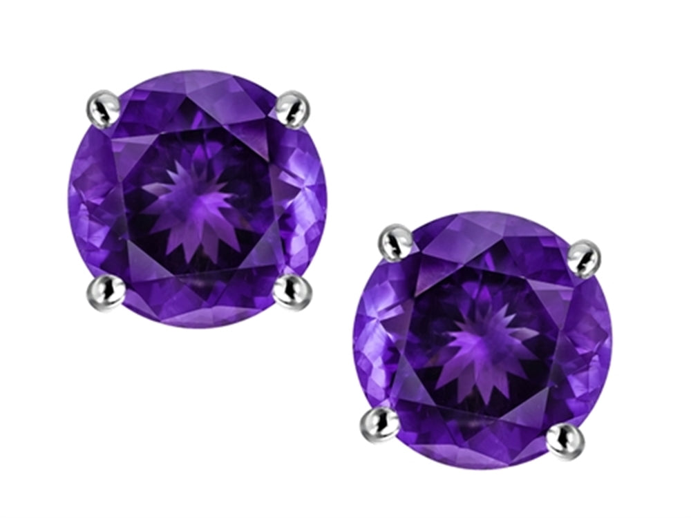 Star K Round 6mm Genuine Amethyst Classic Screw Back Stud Earrings