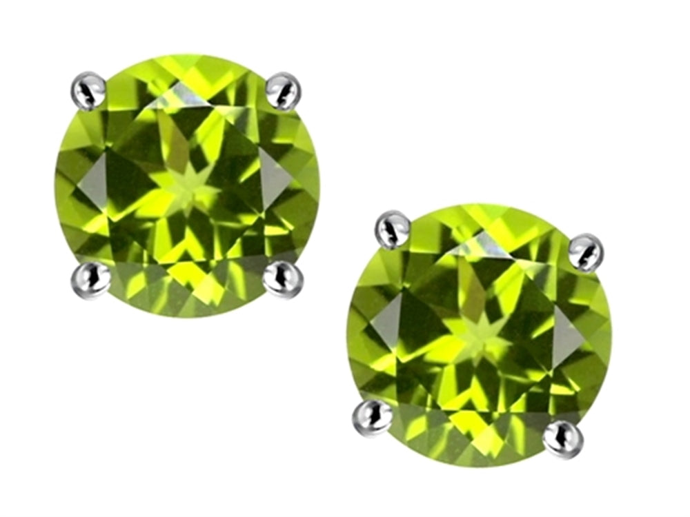Star K Round 6mm Genuine Peridot Classic Screw Back Stud Earrings