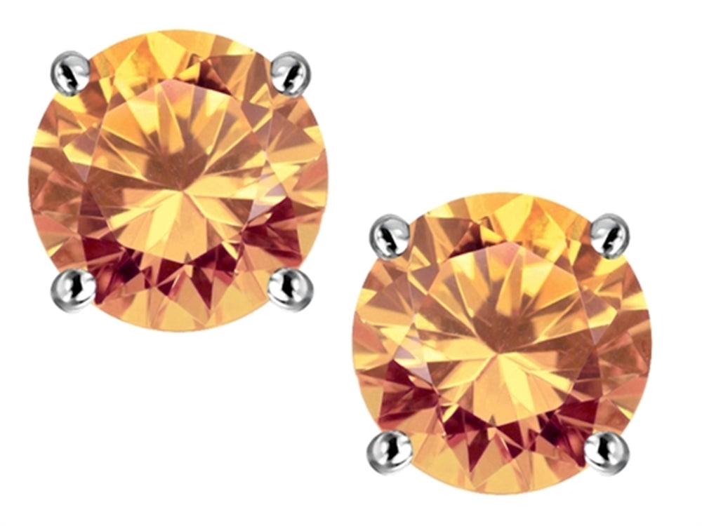 Star K Round 6mm Simulated Imperial Yellow Topaz Classic Screw Back Stud Earrings